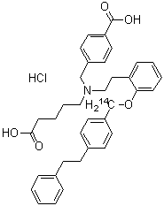 CAS # 1240669-95-7, 4-[[(4-Carboxybutyl)[2-[2-[[4-(2-phenylethyl)phenyl]methoxy-<sup>14</sup>C]phenyl]ethyl]amino]methyl]-benzoic acid hydrochloride