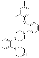 structure of CAS# 1240670-85-2, 1-[2-[(2,4-Dimethylphenyl)thio]phenyl]-4-[2-(1-piperazinyl)phenyl]piperazine