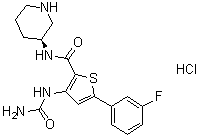 structure of CAS# 1246094-78-9, 3-[(氨基羰基)氨基]-5-(3-氟苯基)-N-(3S)-3-哌啶基-2-噻吩甲酰胺盐酸盐