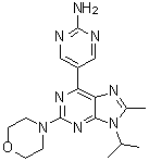 structure of CAS# 1246560-33-7, 5-[8-Methyl-9-(1-methylethyl)-2-(4-morpholinyl)-9H-purin-6-yl]-2-pyrimidinamine