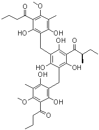 CAS # 125292-98-0, (-)-Agrimol B, (R)-1-[3,5-Bis[[2,6-dihydroxy-4-methoxy-3-methyl-5-(1-oxobutyl)phenyl]methyl]-2,4,6-trihydroxyphenyl]-2-methyl-1-butanone, (R)-(-)-Agrimol B