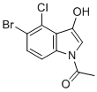 structure of CAS# 125328-76-9, 1-(5-溴-4-氯-3-羟基-1H-吲哚-1-基)乙酮