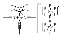 structure of CAS# 125357-42-8, Tris(acetonitrile)(pentamethylcyclopentadienyl)rhodium bis(hexafluoroantimonate)