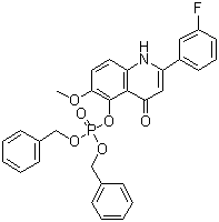structure of CAS# 1256037-58-7, Phosphoric acid 2-(3-fluorophenyl)-1,4-dihydro-6-methoxy-4-oxo-5-quinolinyl bis(phenylmethyl) ester