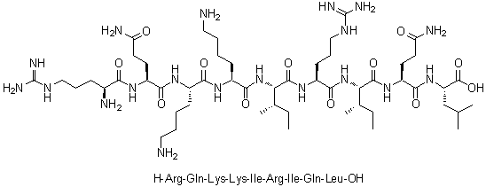 CAS # 1256166-76-3, L-Arginyl-L-glutaminyl-L-lysyl-L-lysyl-L-isoleucyl-L-arginyl-L-isoleucyl-L-glutaminyl-L-leucine