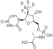 CAS # 1256490-46-6, N-[(2'R)-2'-Deoxy-2'-fluoro-2'-(methyl-<sup>13</sup>C-d<sub>3</sub>)-5'-uridylyl]-L-alanine