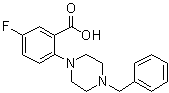 structure of CAS# 1256633-38-1, 5-Fluoro-2-[4-(phenylmethyl)-1-piperazinyl]benzoic acid