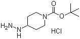 structure of CAS# 1258001-18-1, tert-Butyl 4-hydrazinopiperidine-1-carboxylate hydrochloride