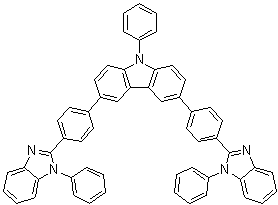 structure of CAS# 1258780-50-5, 9-苯基-3,6-二[4-(1-苯基-1H-苯并咪唑-2-基)苯基]-9H-咔唑
