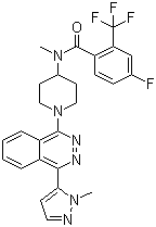 CAS # 1258861-20-9, LY 2940680, 4-Fluoro-N-methyl-N-[1-[4-(1-methyl-1H-pyrazol-5-yl)-1-phthalazinyl]-4-piperidinyl]-2-(trifluoromethyl)benzamide