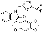 CAS # 1259933-16-8, Funapide, (3'S)-1'-[[5-(Trifluoromethyl)-2-furanyl]methyl]spiro[furo[2,3-f]-1,3-benzodioxole-7(6H),3'-[3H]indol]-2'(1'H)-one