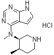 structure of CAS# 1260590-51-9, N-甲基-N-[(3R,4R)-4-甲基-3-哌啶基]-7H-吡咯并[2,3-d]嘧啶-4-胺盐酸盐