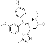 CAS # 1260907-17-2, GSK 525762A, (4S)-6-(4-Chlorophenyl)-N-ethyl-8-methoxy-1-methyl-4H-[1,2,4]triazolo[4,3-a][1,4]benzodiazepine-4-acetamide