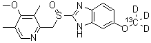structure of CAS# 1261395-28-1, 奥美拉唑-(5-甲氧基-<sup>13</sup>C,d<sub>3</sub>)