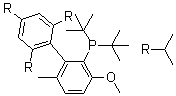 structure of CAS# 1262046-34-3, Bis(1,1-dimethylethyl)[3-methoxy-6-methyl-2',4',6'-tris(1-methylethyl)[1,1'-biphenyl]-2-yl]phosphine