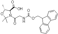 structure of CAS# 1262308-49-5, (4S,5R)-3-[2-[[芴甲氧羰基]氨基]乙酰基]-2,2,5-三甲基-4-恶唑烷羧酸