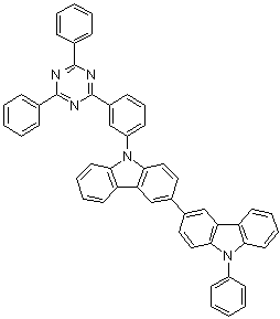CAS # 1266389-02-9, 9-[3-(4,6-Diphenyl-1,3,5-triazin-2-yl)phenyl]-9'-phenyl-3,3'-dicarbazole