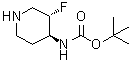 structure of CAS# 1268520-95-1, rel-N-[(3R,4R)-3-氟-4-哌啶基]-氨基甲酸叔丁酯