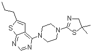 structure of CAS# 1271738-62-5, 4-[4-(4,5-二氢-5,5-二甲基-2-噻唑基)-1-哌嗪基]-6-丙基噻吩并[2,3-d]嘧啶