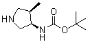 structure of CAS# 127199-55-7, (3R-顺式)-(4-甲基-3-吡咯烷基)氨基甲酸叔丁酯