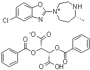 structure of CAS# 1276666-14-8, (5R)-4-(5-氯-1,3-苯并恶唑-2-基)-5-甲基-1,4-二氮杂环庚烷-1-鎓 (2S,3S)-2,3-二(苯甲酰氧基)丁二酸盐
