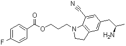 CAS # 1277178-52-5, 4-Fluorobenzoic acid 3-[5-[(2R)-2-aminopropyl]-7-cyano-2,3-dihydro-1H-indol-1-yl]propyl ester