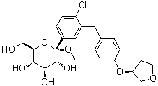 structure of CAS# 1279691-36-9, 甲基 1-C-[4-氯-3-[[4-[[(3S)-四氢-3-呋喃基]氧基]苯基]甲基]苯基]-alpha-D-吡喃葡萄糖苷