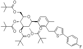 CAS # 1283129-18-9, (1S)-1,5-Anhydro-1-C-[3-[[5-(4-fluorophenyl)-2-thienyl]methyl]-4-methylphenyl]-D-glucitol 2,3,4,6-tetrakis(2,2-dimethylpropanoate)