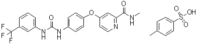 CAS # 1285534-33-9, N-Methyl-4-[4-[[[[3-(trifluoromethyl)phenyl]amino]carbonyl]amino]phenoxy]-2-pyridinecarboxamide 4-methylbenzenesulfonate (1:1)