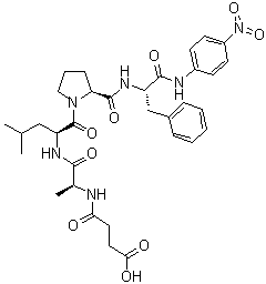 N-(3-Carboxy-1-oxopropyl)-L-alanyl-L-leucyl-L-prolyl-N-(4-nitrophenyl)-L-phenylalaninamide molecular structure (CAS 128802-78-8)