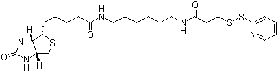 CAS # 129179-83-5, N-[6-(Biotinamido)hexyl]-3'-(2'-pyridyldithio)propionamide, (3aS,4S,6aR)-Hexahydro-2-oxo-N-[6-[[1-oxo-3-(2-pyridinyldithio)propyl]amino]hexyl]-1H-thieno[3,4-d]imidazole-4-pentanamide