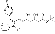 CAS # 129332-29-2, tert-Butyl (E)-3,5-dihydroxy-7-[3'-(4''-fluorophenyl)-1'-methylethyl-indol-2'-yl]-6-heptenoate