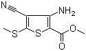 Methyl 3-amino-4-cyano-5-(methylthio)-2-thiophenecarboxylate molecular structure (CAS 129332-45-2)