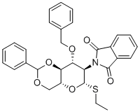 structure of CAS# 129519-27-3, Ethyl 3-o-benzyl-4,6-o-benzylidene-2-deoxy-2-phthalimido-beta-d-thioglucopyranoside