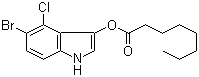 structure of CAS# 129541-42-0, Octanoic acid 5-bromo-4-chloro-1H-indol-3-yl ester