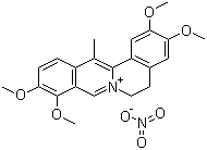 CAS # 13005-09-9, Dehydrocorydaline nitrate, 5,6-Dihydro-2,3,9,10-tetramethoxy-13-methyldibenzo[a,g]quinolizinium nitrate