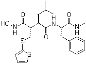 CAS # 130370-60-4, Batimastat, (2S,3R)-N-Hydroxy-N'-[(2S)-1-methylamino-1-oxo-3-phenylpropan-2-yl]-3-(2-methylpropyl)-2-(thiophen-2-ylsulfanylmethyl)butanediamide