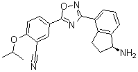 CAS # 1306760-73-5, 5-[3-[(1S)-1-Amino-2,3-dihydro-1H-inden-4-yl]-1,2,4-oxadiazol-5-yl]-2-(1-methylethoxy)benzonitrile