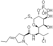 CAS # 1309349-64-1, 3'(6')-Dehydroclindamycin phosphate, Methyl 7-chloro-6,7,8-trideoxy-6-[[[(2S)-1-methyl-4-propylidene-2-pyrrolidinyl]carbonyl]amino]-1-thio-L-threo-alpha-D-galacto-octopyranoside 2-(dihydrogen phosphate)