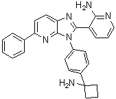 structure of CAS# 1313881-70-7, 3-[3-[4-(1-氨基环丁基)苯基]-5-苯基-3H-咪唑并[4,5-b]吡啶-2-基]-2-吡啶胺
