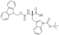 structure of CAS# 1315449-98-9, 1-[(1,1-Dimethylethoxy)carbonyl]-N-[(9H-fluoren-9-ylmethoxy)carbonyl]-alpha-methyl-L-tryptophan