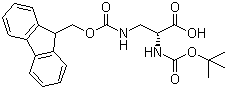 structure of CAS# 131570-56-4, N-Boc-N'-Fmoc-D-2,3-diaminopropionic acid