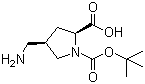 structure of CAS# 132622-72-1, (2S,4R)-4-(Aminomethyl)-1-(tert-butoxycarbonyl)pyrrolidine-2-carboxylic acid