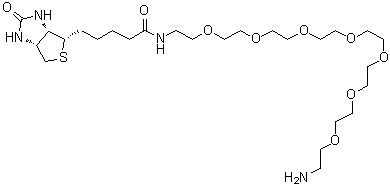 structure of CAS# 1334172-76-7, (3aS,4S,6aR)-N-(23-氨基-3,6,9,12,15,18,21-七氧杂二十三烷-1-基)六氢-2-氧代-1H-噻吩并[3,4-d]咪唑-4-戊酰胺
