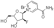 3-(氨基羰基)-1-(2-脱氧-2-氟-beta-D-阿拉伯呋喃糖基)吡啶鎓溴化物分子结构 (CAS 133473-74-2)