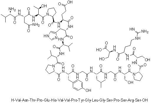 CAS # 133474-20-1, L-Valyl-L-asparaginyl-L-threonyl-L-prolyl-L-alpha-glutamyl-L-histidyl-L-valyl-L-valyl-L-prolyl-L-tyrosylglycyl-L-leucylglycyl-L-seryl-L-prolyl-L-seryl-L-arginyl-L-serine