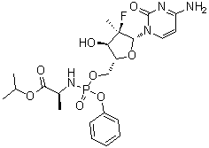 CAS 登录号：1337529-49-3, N-[(2'R)-2'-脱氧-2'-氟-2'-甲基-P-苯基-5'-胞苷酰]-L-丙氨酸异丙酯