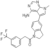 structure of CAS# 1337531-36-8, 7-甲基-5-[1-[[3-(三氟甲基)苯基]乙酰基]-2,3-二氢-1H-吲哚-5-基]-7H-吡咯并[2,3-d]嘧啶-4-胺