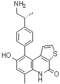 structure of CAS# 1338540-63-8, (R)-9-[4-(1-氨基丙烷-2-基)苯基]-8-羟基-6-甲基噻吩并[2,3-c]喹啉-4(5H)-酮