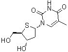CAS # 134111-35-6, 1-(2-Deoxy-4-thio-alpha-D-erythro-pentofuranosyl)-5-methyl-2,4(1H,3H)-pyrimidinedione